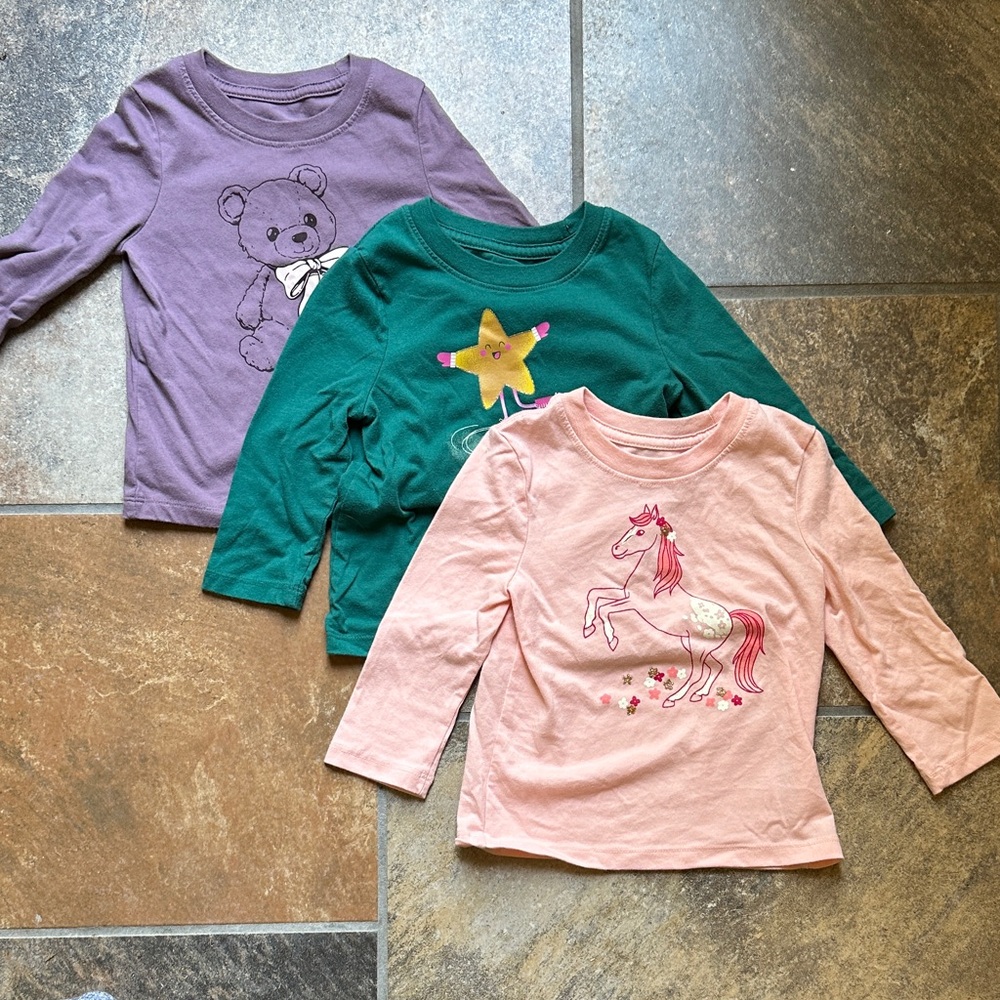 Three girls Cat & Jack long sleeve t shirts - size 18 months